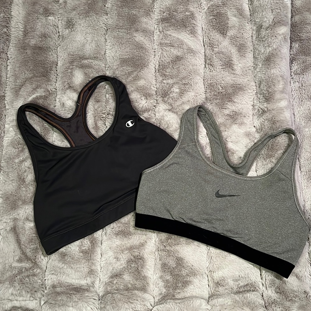Nike and champion sports bras - 2 for the price of one.